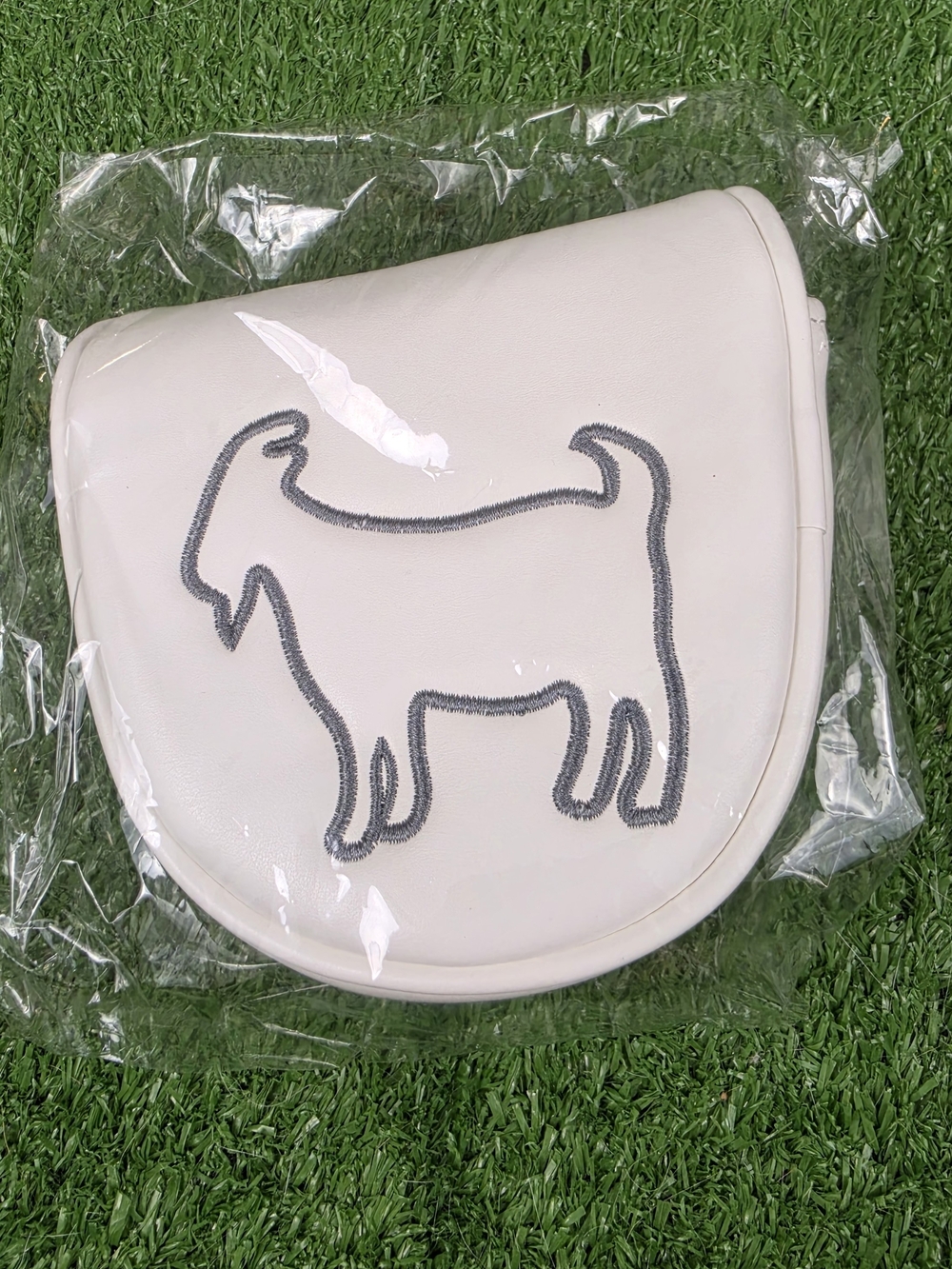 Goated Golf White Leather Mallet OG Headcover Putter Head Cover Magnet Close